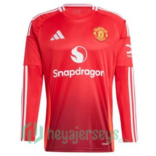Manchester United Home Soccer Jerseys Long Sleeve Red 2024-2025