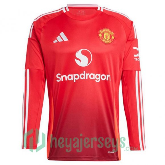 Manchester United Home Soccer Jerseys Long Sleeve Red 2024-2025