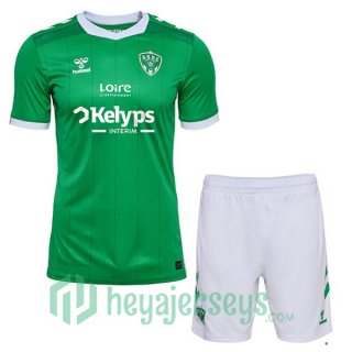 AS St Etienne Kids Home Soccer Jerseys Green 2024-2025
