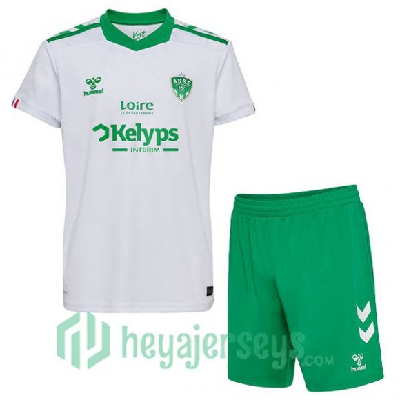 AS St Etienne Kids Away Soccer Jerseys White 2024-2025