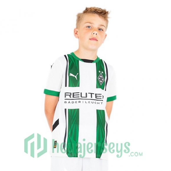 Monchengladbach Kids Home Soccer Jerseys White 2024-2025