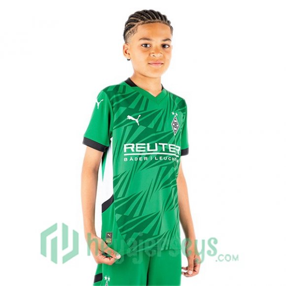 Monchengladbach Kids Away Soccer Jerseys Green 2024-2025