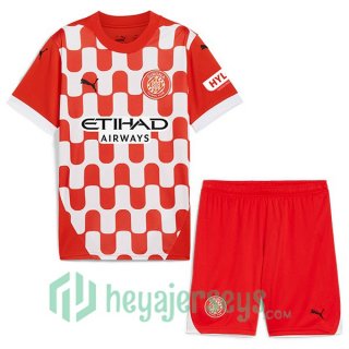 Girona Kids Home Soccer Jerseys Red White 2024-2025