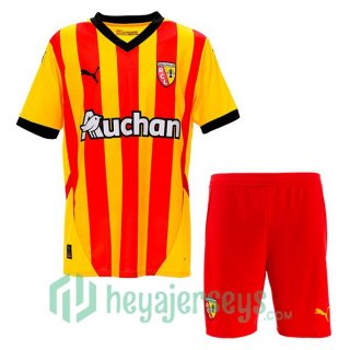 RC Lens Kids Home Soccer Jerseys Yellow Red 2024-2025