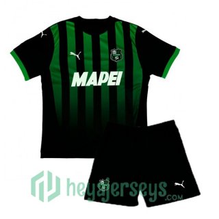 US Sassuolo Kids Home Soccer Jerseys Green Black 2024-2025