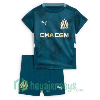 Olympique Marseille Kids Away Soccer Jerseys Blue 2024-2025