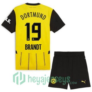 Borussia Dortmund (Brandt 19) Kids Home Soccer Jerseys Yellow 2024-2025