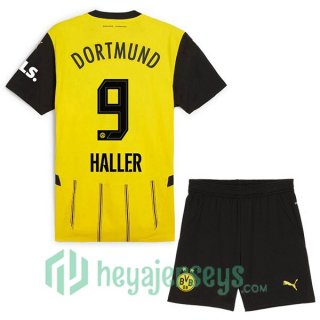 Borussia Dortmund (Haller 9) Kids Home Soccer Jerseys Yellow 2024-2025