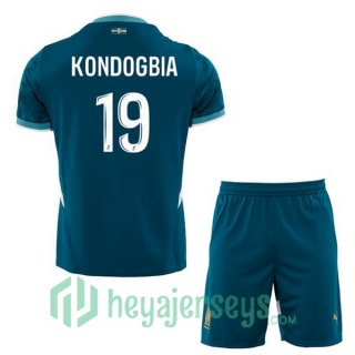 Olympique Marseille (KONDOGBIA 19) Kids Away Soccer Jerseys Blue 2024-2025