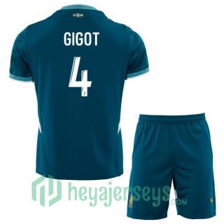 Olympique Marseille (GIGOT 4) Kids Away Soccer Jerseys Blue 2024-2025
