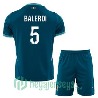 Olympique Marseille (BALERDI 5) Kids Away Soccer Jerseys Blue 2024-2025