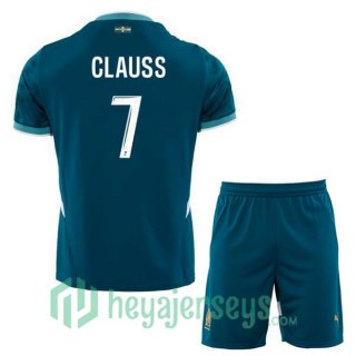 Olympique Marseille (CLAUSS 7) Kids Away Soccer Jerseys Blue 2024-2025