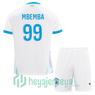 Olympique Marseille (MBEMBA 99) Kids Home Soccer Jerseys White 2024-2025