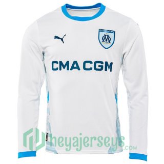 Olympique Marseille Home Soccer Jerseys Long Sleeve White 2024-2025