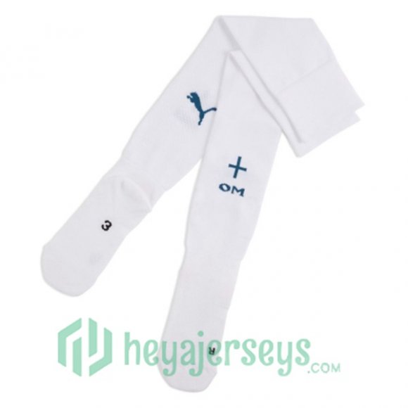 Olympique Marseille Home Soccer Socks White 2024-2025