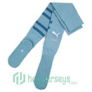 Olympique Marseille Away Soccer Socks Blue 2024-2025