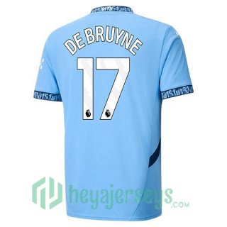 Manchester City (Kevin De Bruyne 17) Home Soccer Jerseys Blue 2024-2025