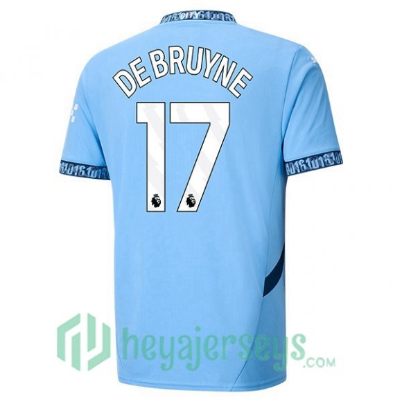 Manchester City (Kevin De Bruyne 17) Home Soccer Jerseys Blue 2024-2025