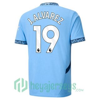 Manchester City (Julián Álvarez 19) Home Soccer Jerseys Blue 2024-2025
