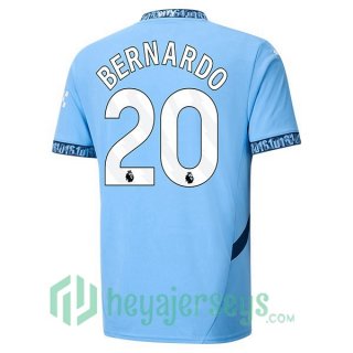 Manchester City (Bernardo Silva 20) Home Soccer Jerseys Blue 2024-2025