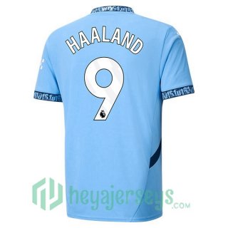 Manchester City (Erling Haaland 9) Home Soccer Jerseys Blue 2024-2025