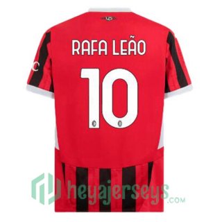 AC Milan (Rafa Leão 10) Home Soccer Jerseys Red Black 2024-2025