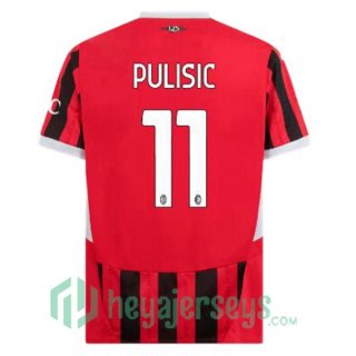 AC Milan (Pulisic 11) Home Soccer Jerseys Red Black 2024-2025