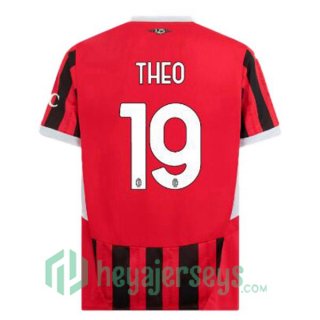 AC Milan (THEO 19) Home Soccer Jerseys Red Black 2024-2025