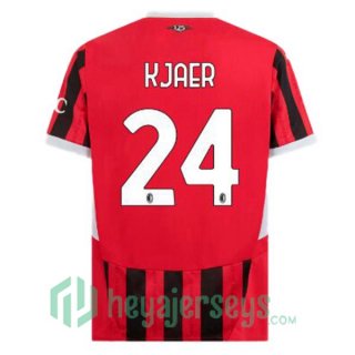 AC Milan (Kjaer 24) Home Soccer Jerseys Red Black 2024-2025