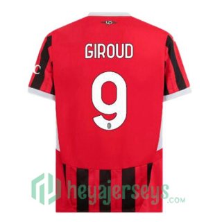 AC Milan (Giroud 9) Home Soccer Jerseys Red Black 2024-2025