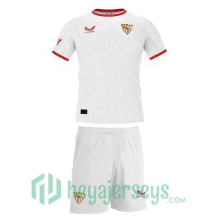 Sevilla FC Kids Home Soccer Jerseys White 2024-2025