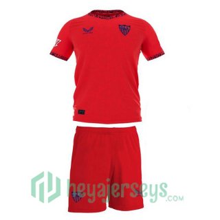 Sevilla FC Kids Away Soccer Jerseys Red 2024-2025
