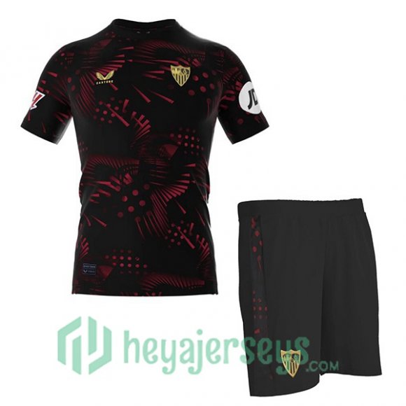 Sevilla FC Kids Third Soccer Jerseys Black 2024-2025