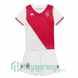 AS Monaco Kids Home Soccer Jerseys White Red 2024-2025