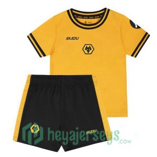 Wolves Kids Home Soccer Jerseys Yellow 2024-2025