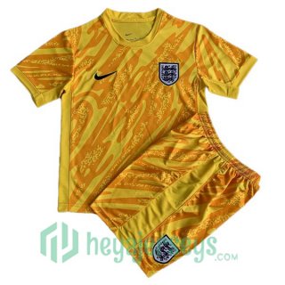 England Kids Goalkeeper Soccer Jerseys Yellow UEFA Euro 2024