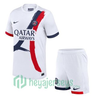Paris Saint Germain Kids Away Soccer Jerseys White 2024-2025
