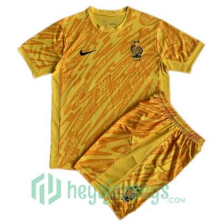 France Kids Goalkeeper Soccer Jerseys Yellow 2024-2025