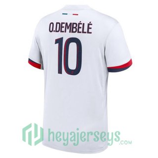 Paris Saint Germain (O.Dembélé 10) Away Soccer Jerseys White 2024-2025