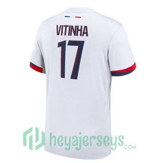 Paris Saint Germain (Vitinha 17) Away Soccer Jerseys White 2024-2025