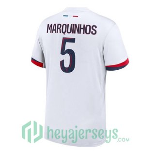 Paris Saint Germain (Marquinhos 5) Away Soccer Jerseys White 2024-2025