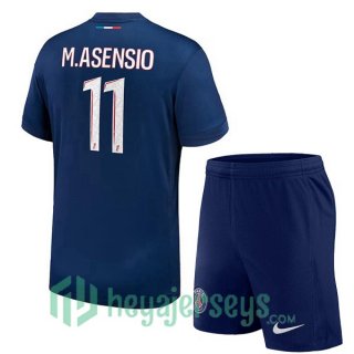 Paris Saint Germain (M.Asensio 11) Kids Home Soccer Jerseys Blue Royal 2024-2025