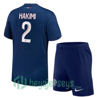 Paris Saint Germain (Hakimi 2) Kids Home Soccer Jerseys Blue Royal 2024-2025