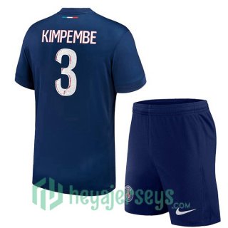 Paris Saint Germain (Kimpembe 3) Kids Home Soccer Jerseys Blue Royal 2024-2025