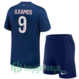 Paris Saint Germain (G.Ramos 9) Kids Home Soccer Jerseys Blue Royal 2024-2025