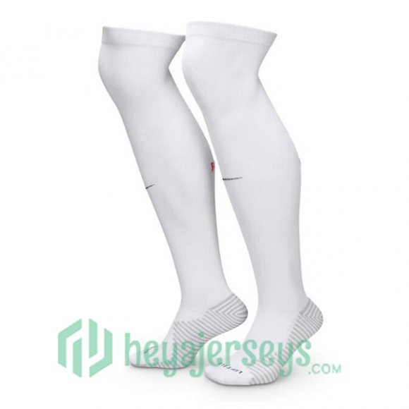 Paris Saint Germain Away Soccer Socks White 2024-2025