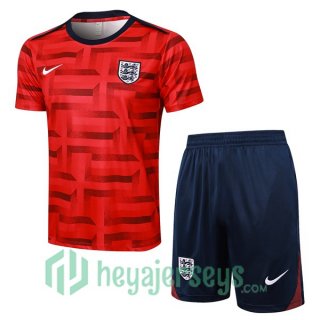 England Training T-Shirts + Shorts Red 2024-2025