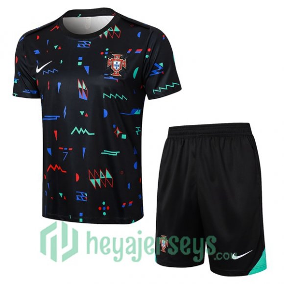 Portugal Training T-Shirts + Shorts Black 2024-2025