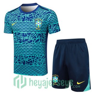 Brazil Training T-Shirts + Shorts Blue 2024-2025