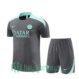 Paris Saint Germain Training T-Shirts + Shorts Gray 2024-2025